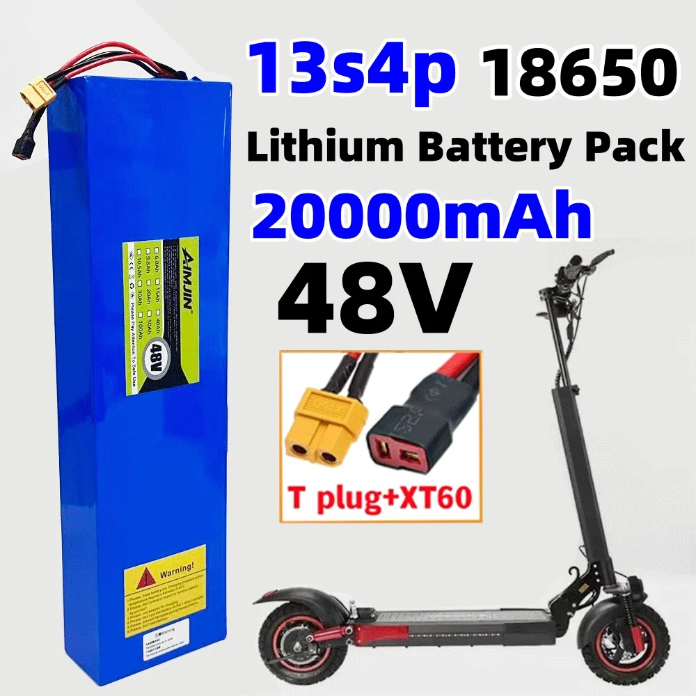 13S4P 20Ah 48V Lithium Battery Pack Grade-A Cells For Kugoo M4 M4Pro Max Speed E-Scooter Built-in BMS Dual XT60+T Long Range
