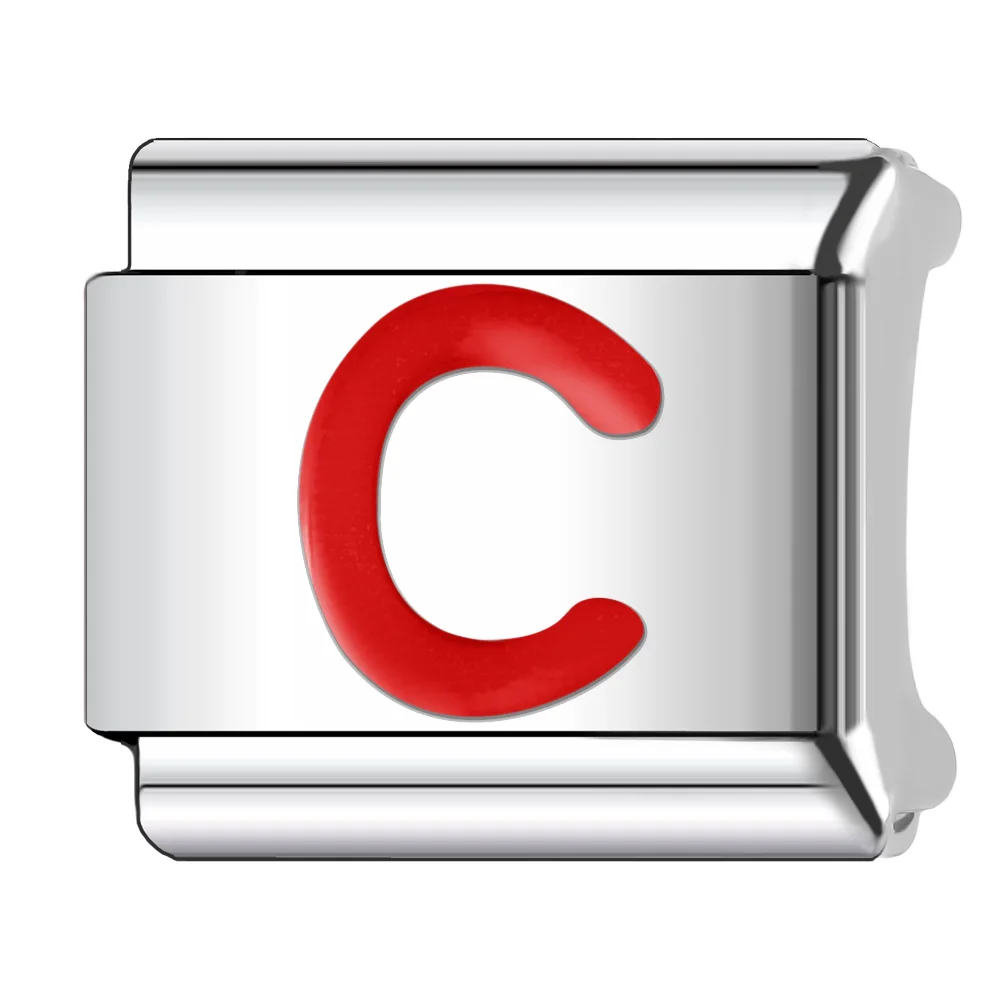Trusta 2025 New Red Letters Charm Italian Links 9mm Bracelet Stainless Steel for Women DIY Jewelry Wholesale N530