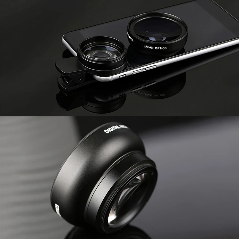 Lente de telefone móvel premium com 2 funções, lente grande angular 0,45X e lente de câmera Macro HD para iPhone Android Phone Travel Vlogging