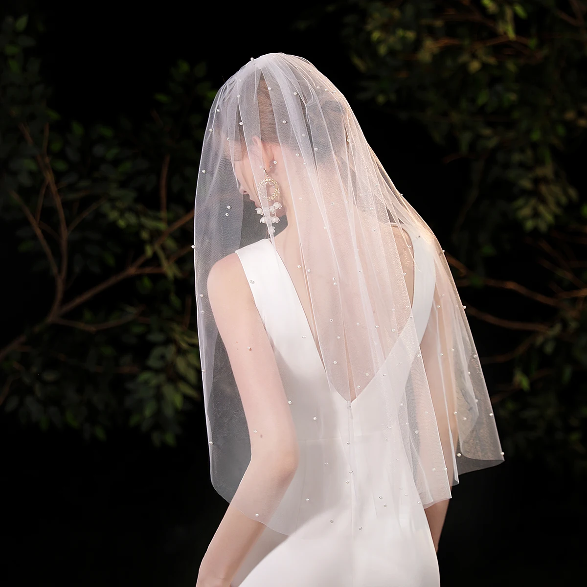 Bridal Veil Full Of Elegant Style 1-Layer White Elbow Length Ladies' Wedding Bride Veil