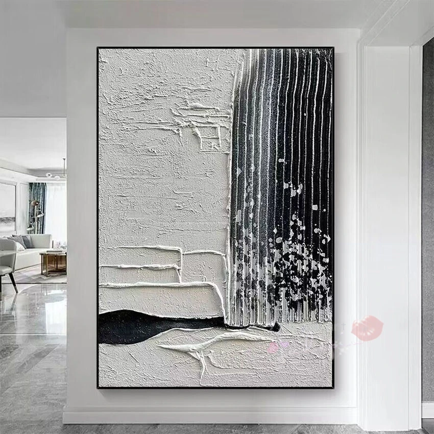 Thick Oil Coated Black Color Scheme Nordic abstract Modern Pure Handmade Oil Painting  Home Decoration Bedroom Dining Room Mural