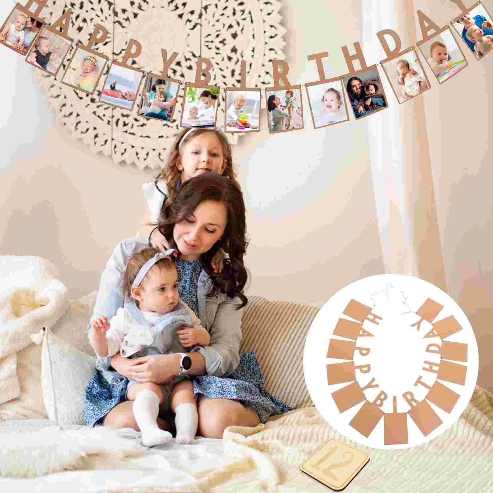 Kraft Paper Banner Happy Birthday Photo Wall Display Festival Decoration Special Theme Party