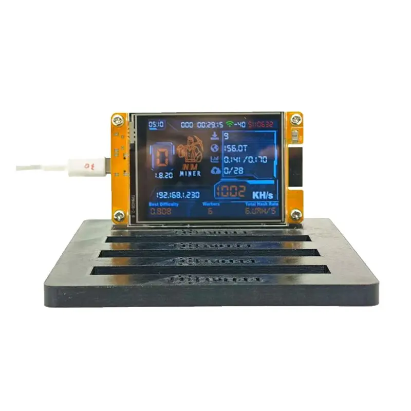 Classic-Nerdminer V2 شاشة 2.8 بوصة Nmminer 3840KH/S Solo Crypto Mining Machine BTC Bitcoin Lottery Miner مع حامل للمنزل