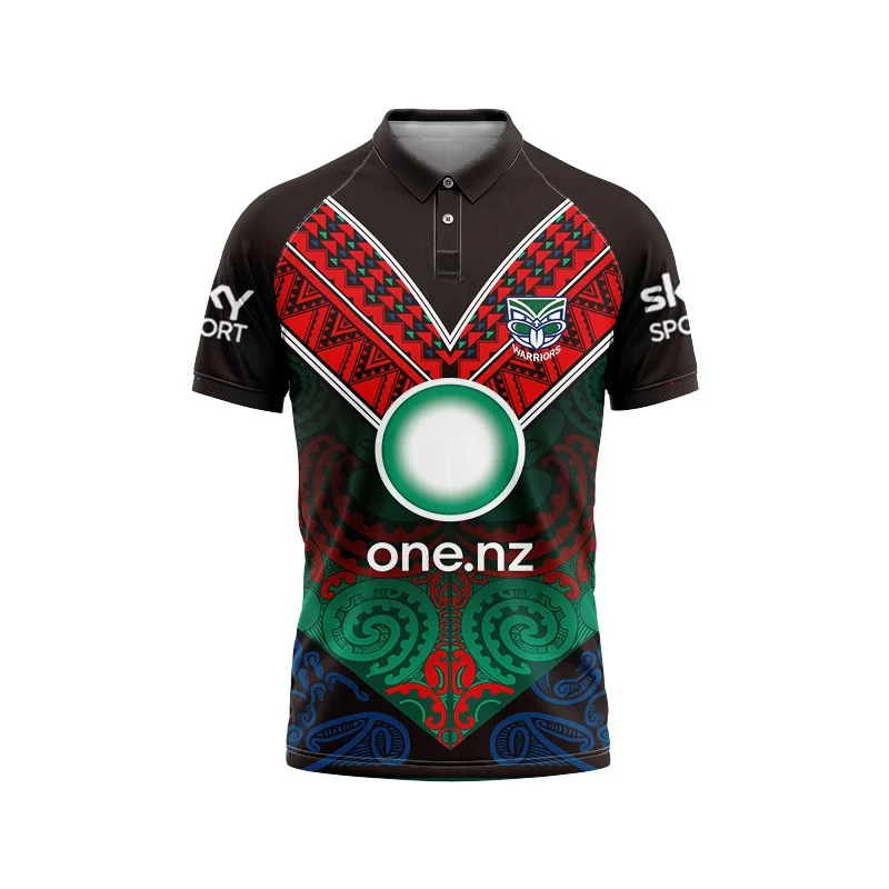 Camisa POLO New Zealand Warriors para homens, Olive Jersey, versão retro