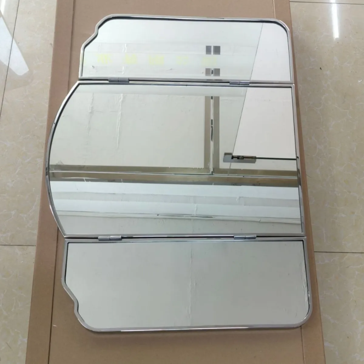 DSA Vintage Stainless Steel Trifold Mirror Toilet Bathroom Makeup Mirror Hover Folding Makeup Mirror