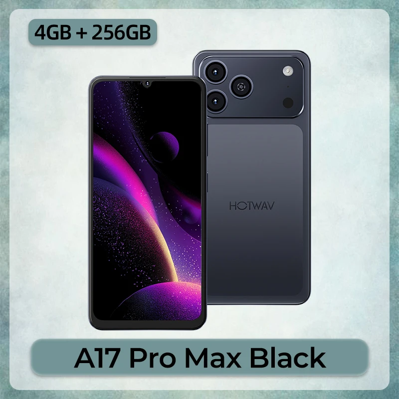 HOTWAV A17 Pro Max 6.75'' 120Hz scherm ultradunne smartphone 4GB RAM 256GB ROM Android 15 Octa-core mobiel 5160mAh 1080P Bluetooth 5.4 telefoon met 3.5mm hoofdtelefoonaansluiting