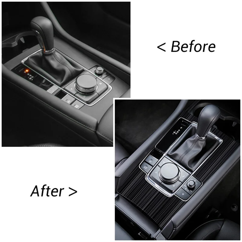 For Mazda 3 2019-2023 Accessories Interior Center Console Water Cup Panel Gear Frame Trim Cover Car Decoration Chrome