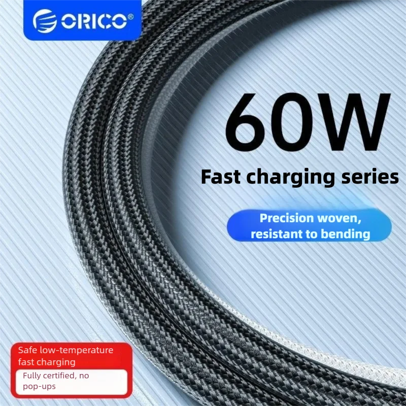 ORICO USB C Charging Cable PD 60W Fast Charging Portable Charging Cord Dual Type-C Port Data Cable for iPhone 15 17 Tablet
