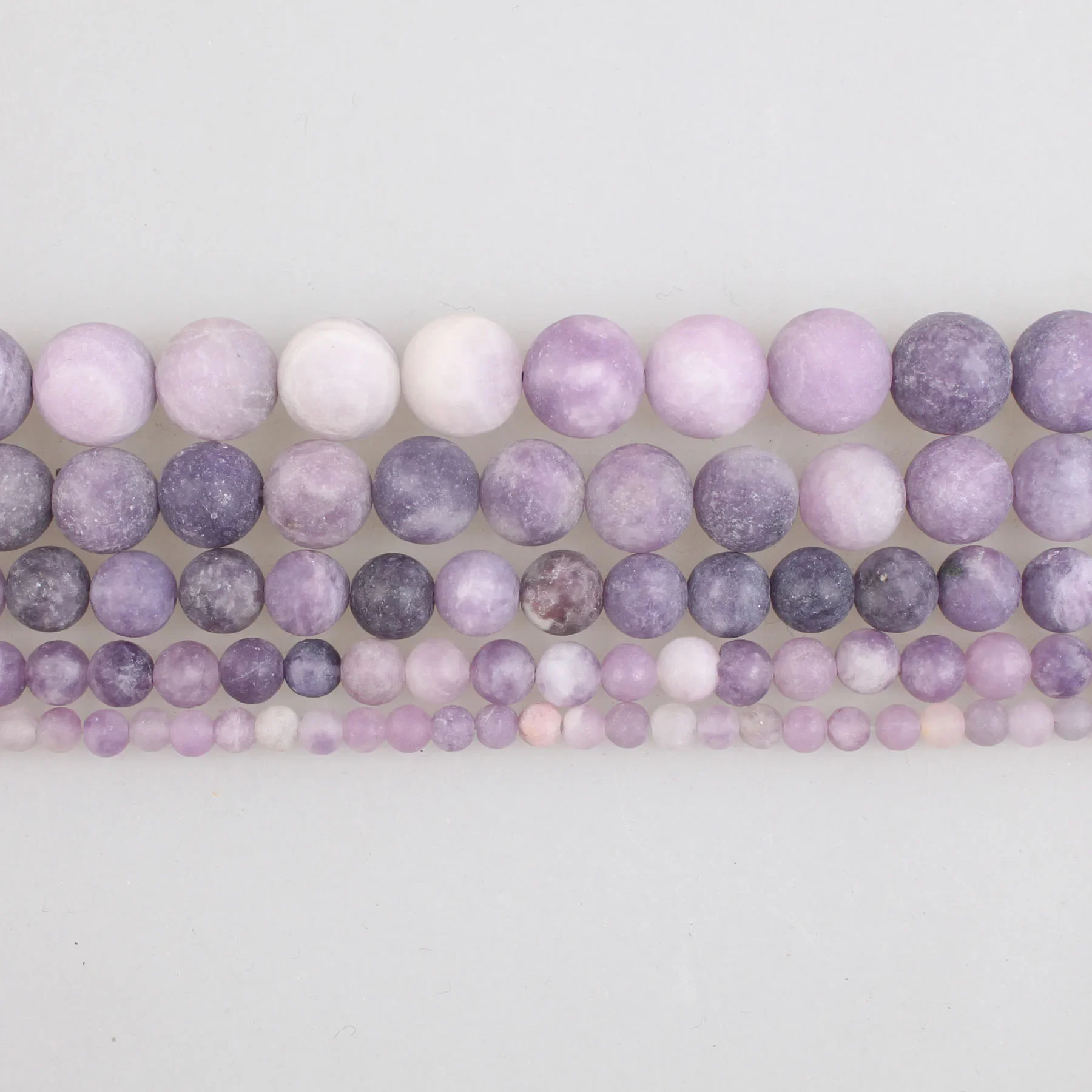 100% Natural Stone Beads Matte Frosted Purple Lepidolite Round Loose Beads 4 6 8 10 12mm For Bracelets Necklace Jewelry Making