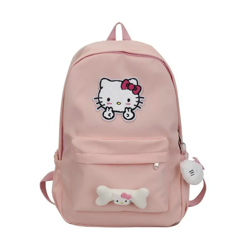 Nowy plecak Hello Kitty słodka i urocza kokarda słodka torba szkolna Cartoon o dużej pojemności modny, wysoki plecak dla kobiet