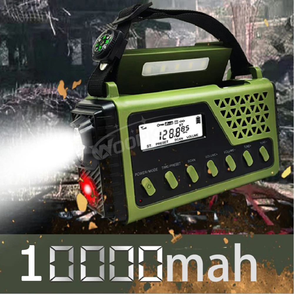 Woopker Radio SY-1199 10000mAh Multifunctional FM Emergency Radio Solar Power AM/FM/SW Portable Bluetooth Radio Power Bank