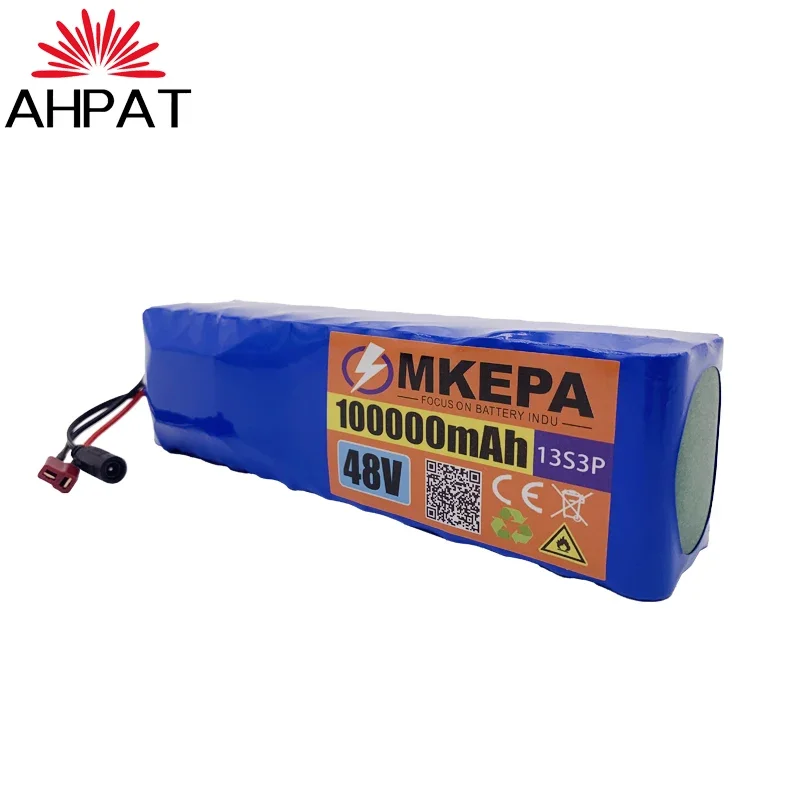 AHPAT النقل الجوي AHPAT New48V100Ah 1000 واط 13S3P 48 فولت بطارية ليثيوم أيون 100000 مللي أمبير ل 54.6 فولت مع BMS + شاحن