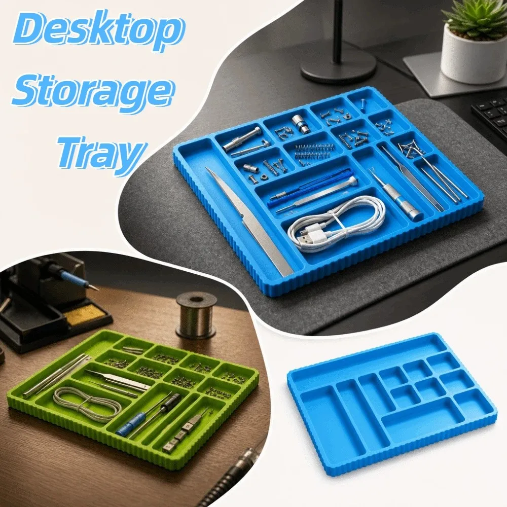 Durable Plastic 3D Printed Tray Multiple Compartments Sturdy Structure Electronic Parts Tray Smooth Surface Compact Size