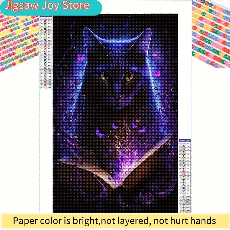 

1pc 5D DIY Diamond Painting 20*30cm/7.84in*10.6inch Oil Canvas Magic Book Black Cat Adult Relax Toy Mosaic Full Drill Rhinesto