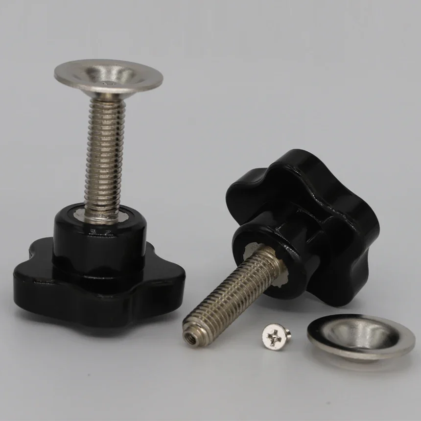 

M10 M12 Male Thread 45mm 50mm 60mm Length 50mm Head Diameter Thumb Screw On Torx Five Star Handle Clamping Grip Knob With Plate