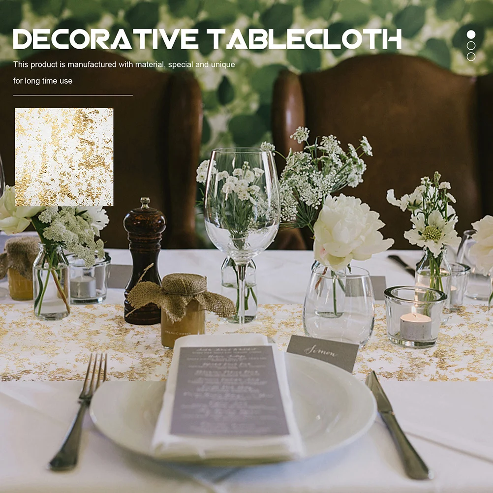 

2pcs Decorative Runner Gold Tulle Tablecloth Wedding Decor Elegant Centerpiece Wear-Resistant Foldable Home Party Supplies