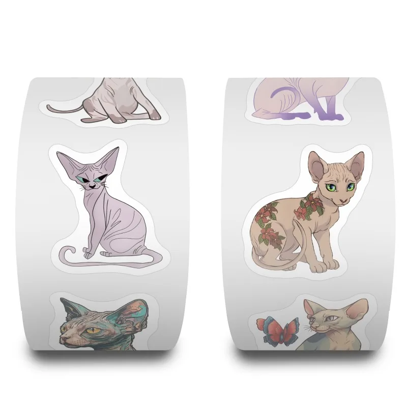 500 Stück Cartoon Persönlichkeit Sphinx Haarlose Katze Kreative Doodle Dekorative Aufkleber