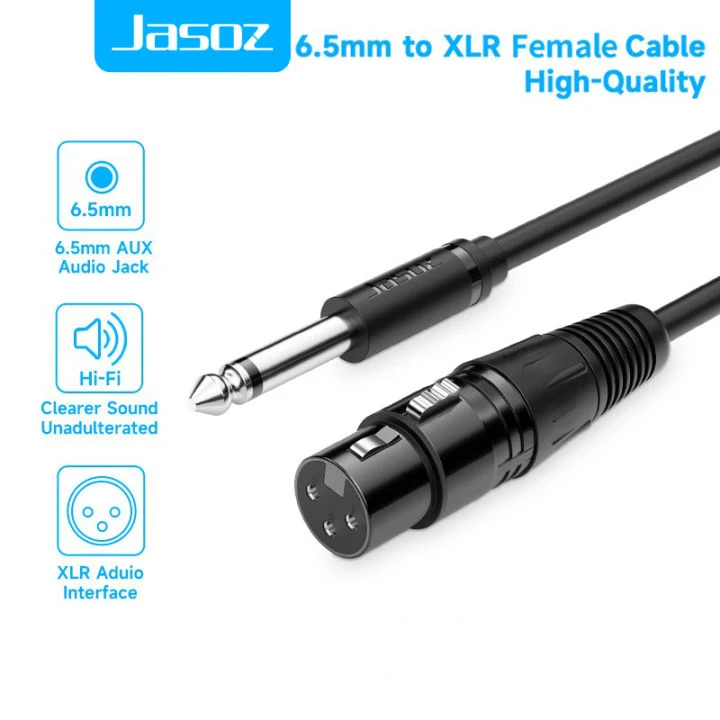 Jasoz 6.5mm to XLR Audio Cable Male to Male Female AUX 6.5mm to XLR Audio Cord for Microphone Electronic Guitar Mixer Amplifier