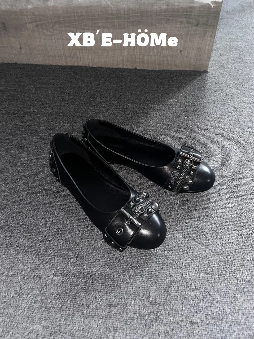 ballet-flat-shoes-for-women-rivet-decorated-slip-on-casual-wear-leather-interior-round-toe-flat-heel-fashion-mary-janes