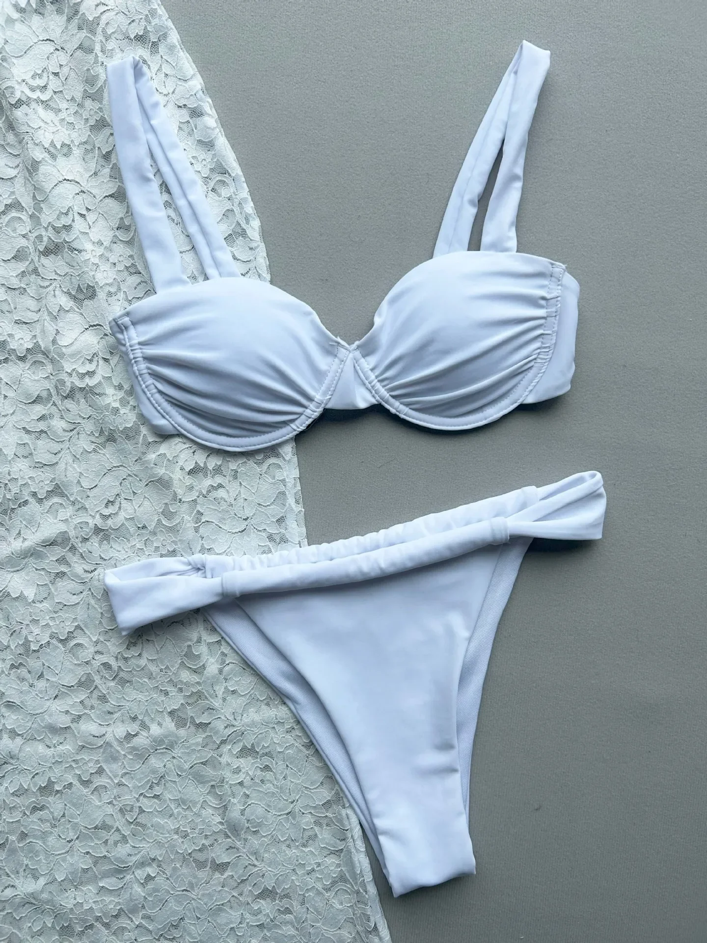 Сексуальные белые комплекты бикини, женские винтажные сетчатые юбки на косточках с эффектом пуш-ап, купальник из 3 предметов, пляжный купальный костюм 2025 года, праздничный купальник