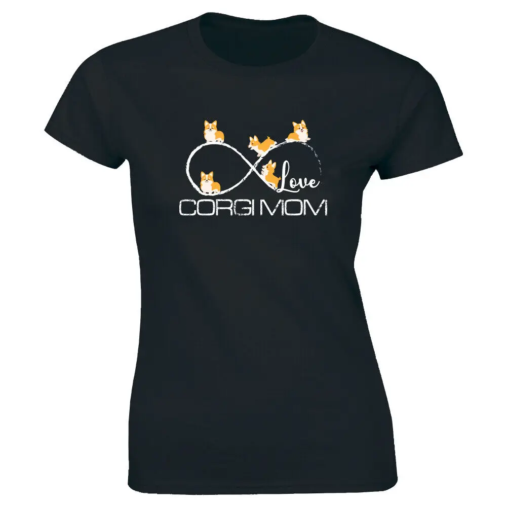 Corgi Mom Black T-Shirt for Women Dog Lover Tee Shirt