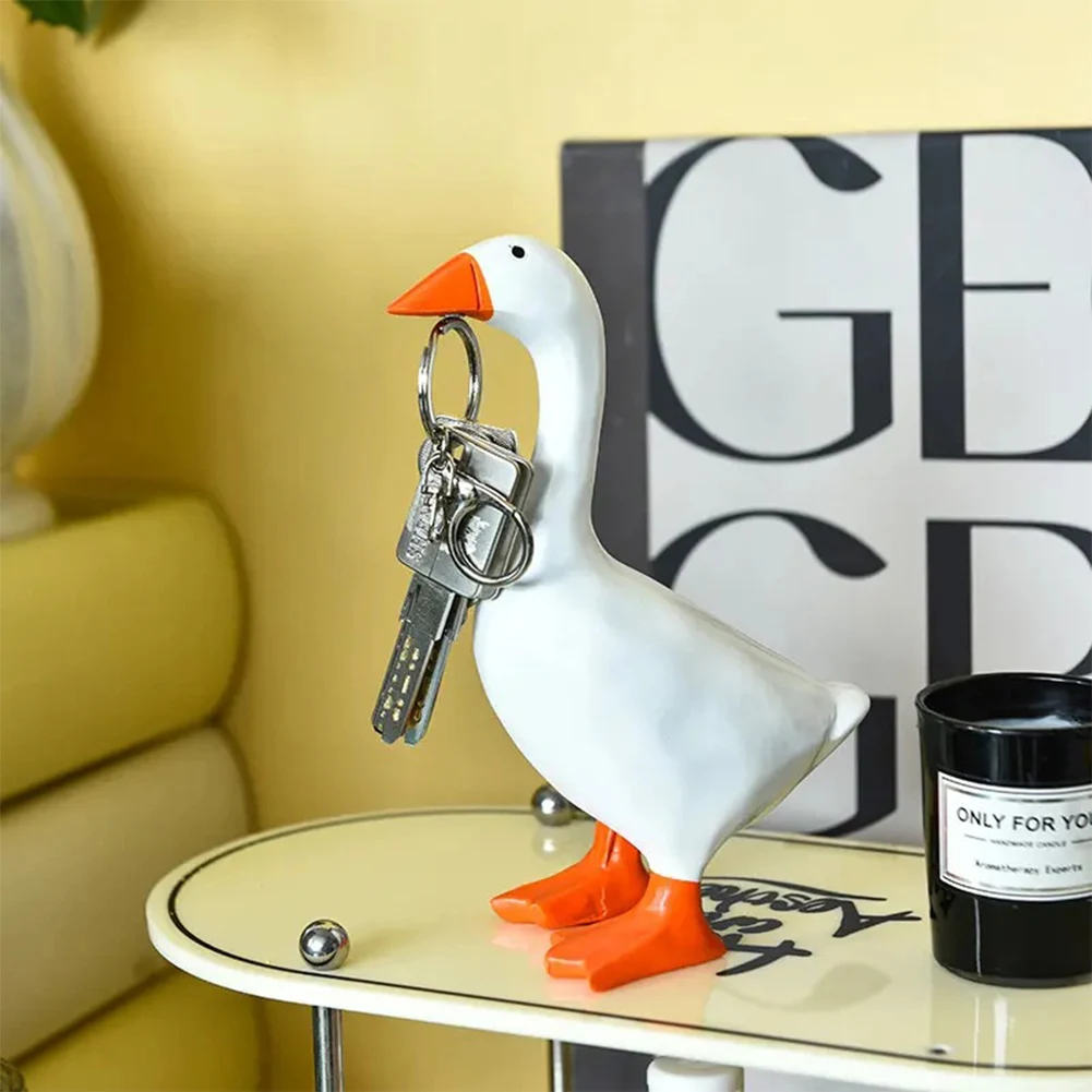 Magnetic Goose Key Holder Home Decoration Sculpture Office Desk Decor Resin Goose Duck Statue Tool Rack Animal Figurine Ornament