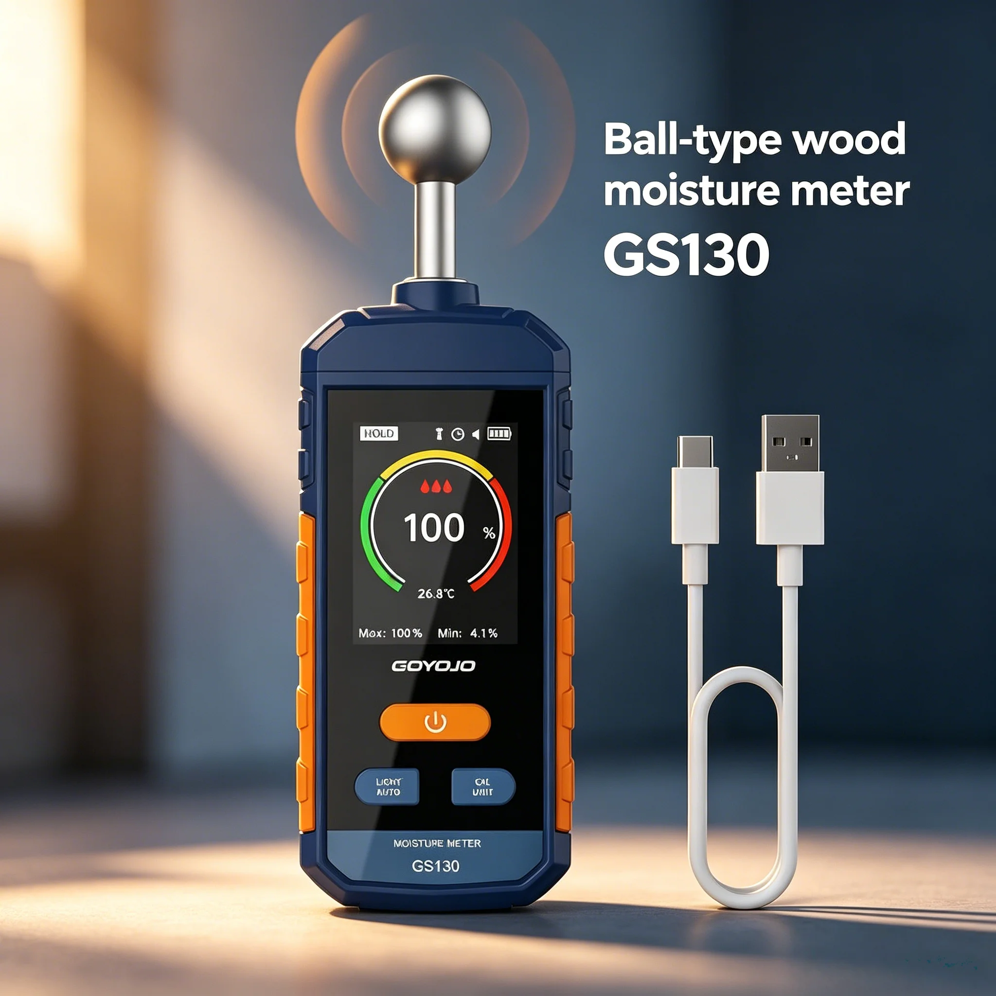 

GOYOJO Digital Moisture Meter Non-Contact Spherical Timber Damp For Measuring Moisture Content Of Wood Wall Wooden Floors