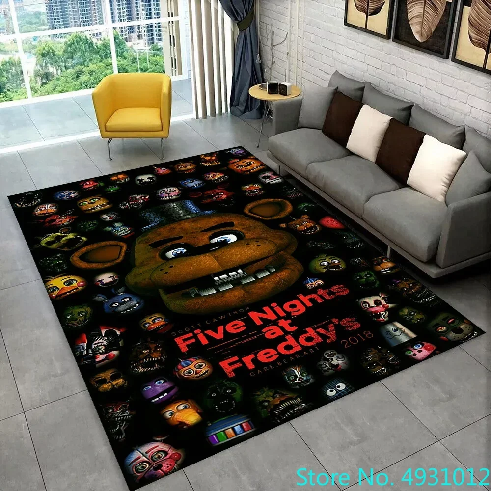 F-FNAF Freddy Horror Gamer Movie Carpet Rug for Home Living Room Bedroom Sofa Doormat Decor Kid Area Non-slip Floor Mat