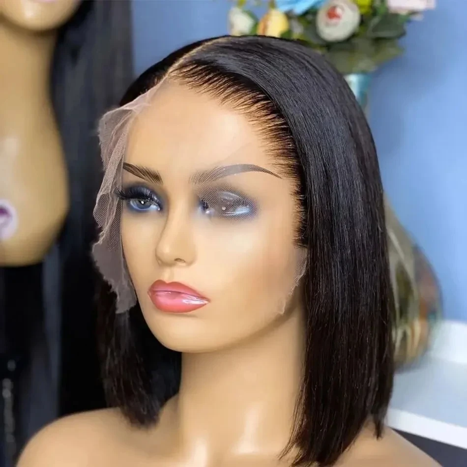 HD 180 Dichte kurze Bob Spitze gerade Perücke 13x4 Spitze Front Echthaar Perücken für schwarze Frauen vor gezupft Remy Spitze Front Bob Perücken