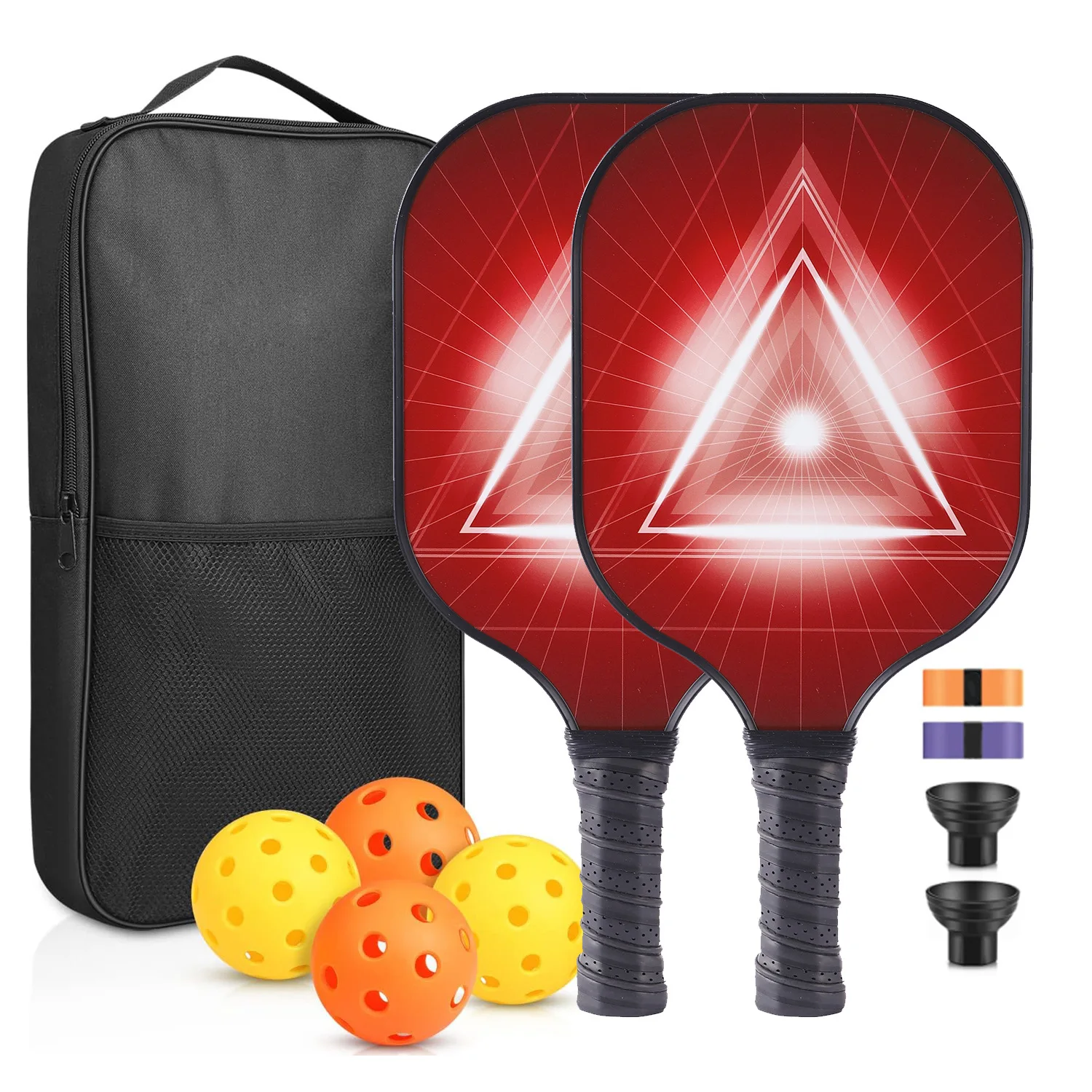 

Fiberglass Pickleball Set Paddles 4 Pickleballs Grip Tapes Ball Pickers Outdoor Indoor Backyard Sports For Adults