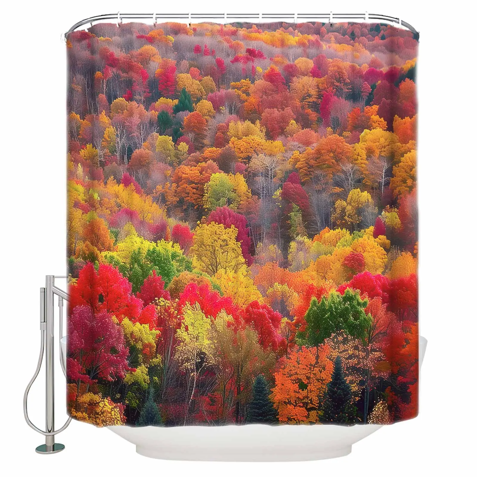 Autumn Forest Fallen Leaves Shower Curtains Waterproof Bath Curtains Home Decor Modern Luxury Bathroom Curtain