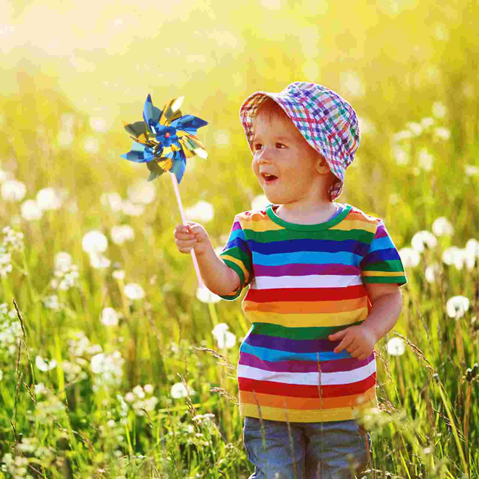 100 Uds. Molino de viento pequeño juguete molinete de plástico juguetes al aire libre niños patio Mini molinetes para