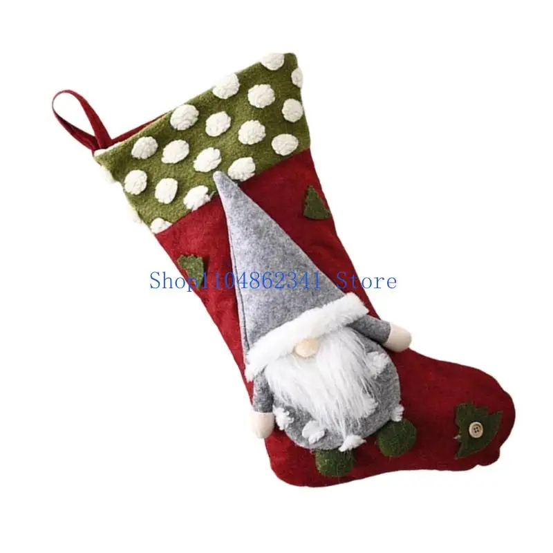 5asd Xmases Stockings Christmas Decors Large Christmas Stockings with Gnomes Doll
