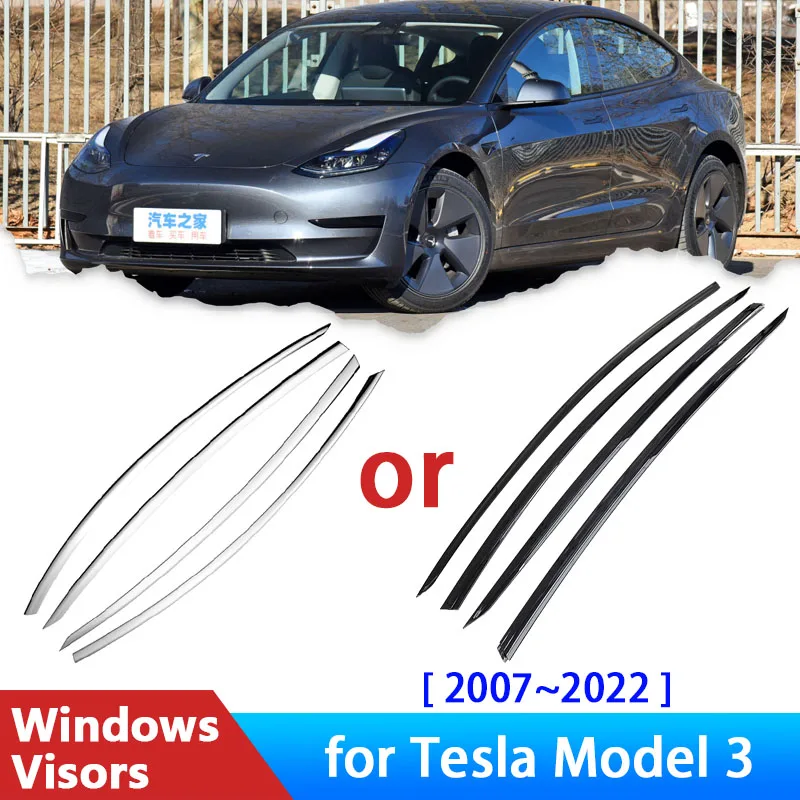 

Windshield for Tesla Model 3 2017~2022 Accessories Car Window Visors Electroplated Deflectors Rain Eyebrow Guard Sun Visor Smoke