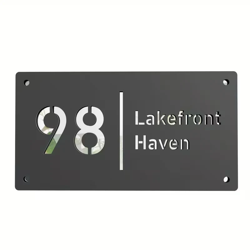 1 Stück Individuelles Nummern- und Textschild aus Acryl, Doppelschichtiges Hausnummernschild, Adress-Türschild, Deko für Zuhause, Wohnung und Briefkasten
