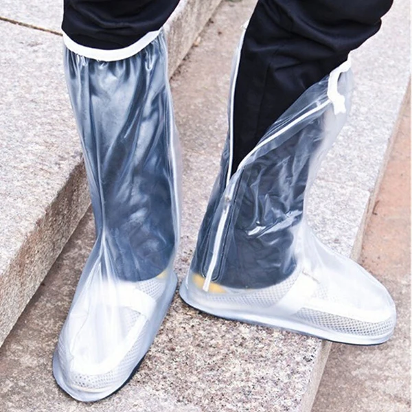 

Rainproof Shoe Covers Size L 29 5cm PVC White Portable Travel Reusable Foldable Overshoes Protect Shoes Mud Spattered Rain Water