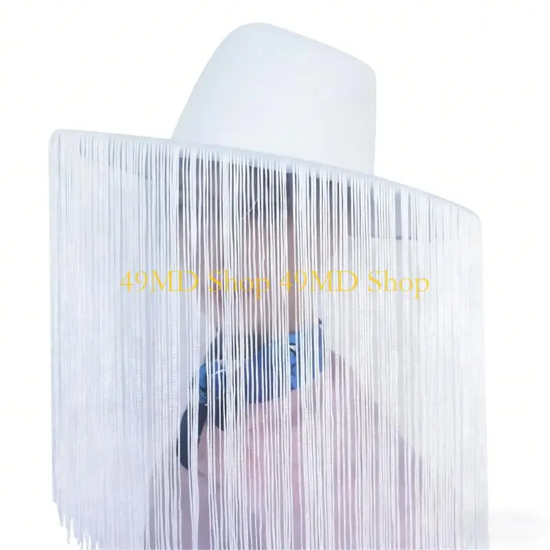 49MD Durable Outdoor Cowboy Hats Fringe Design White Pink Adjustable Fit Soft Fabric Perfect For Prom Costumes Festivals