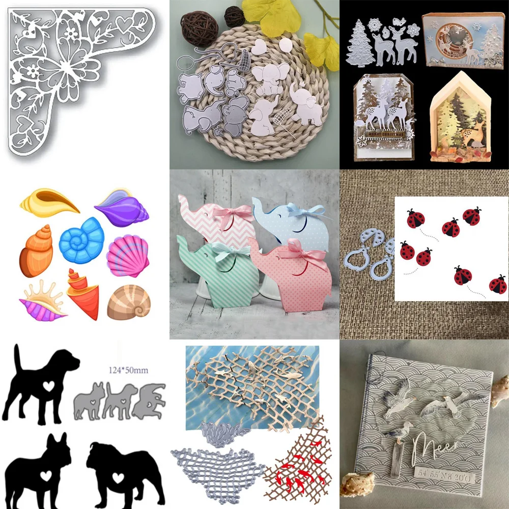 Tier Elefant Fischernetz Hund Metall Schneidwerk zeuge Form Sammelalbum Papier Handwerk Messer Form Klinge Stempel Prägung Schablone Vorlage