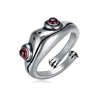 Cute Women Men Simple Design Rings Vintage Frog Owl Smiling Ring For Woman Girl Ancient Silver Color Retro Punk Jewelry Gift