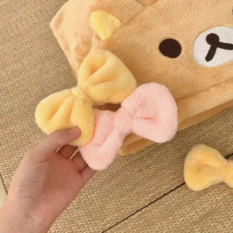 Rilakkuma Y2K Shawl Cloak Lolita Cartoon Kawaii Cotton Clothes Nap Blanket Home Absorb Heat Air Condition Blanket Student Cloak