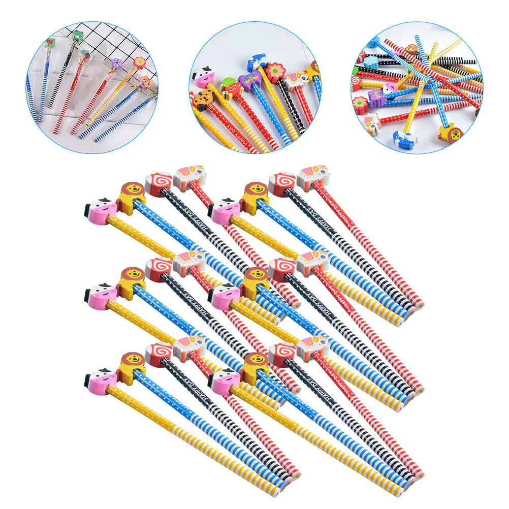 

30 шт., детские карандаши с героями мультфильмов, деревянные карандаши, портативные, стираемые, удобные, с удобной ручкой, принадлежности для письма и рисования, офисные принадлежности