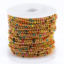 1Meter Stainless Steel Chains Colorful Enamel Ball Beaded Chains for Jewelry Makings DIY Bracelets Chains Necklaces Accessories