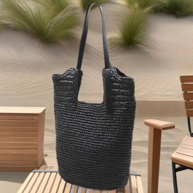 

Handmade Braid Straw Bag Large Capacity Summer Beach Shoulder Bag Women Girls Fashion Handbag Rattan Woven Tote Bag for Ladies