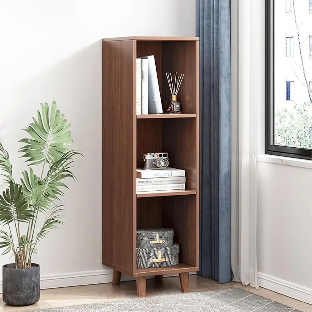

Open Cube Low Bookcase - 3-Tier Freestanding Storage Display Cabinet Organizer With Legs For Home Office, 3-Cubes Open Shelf