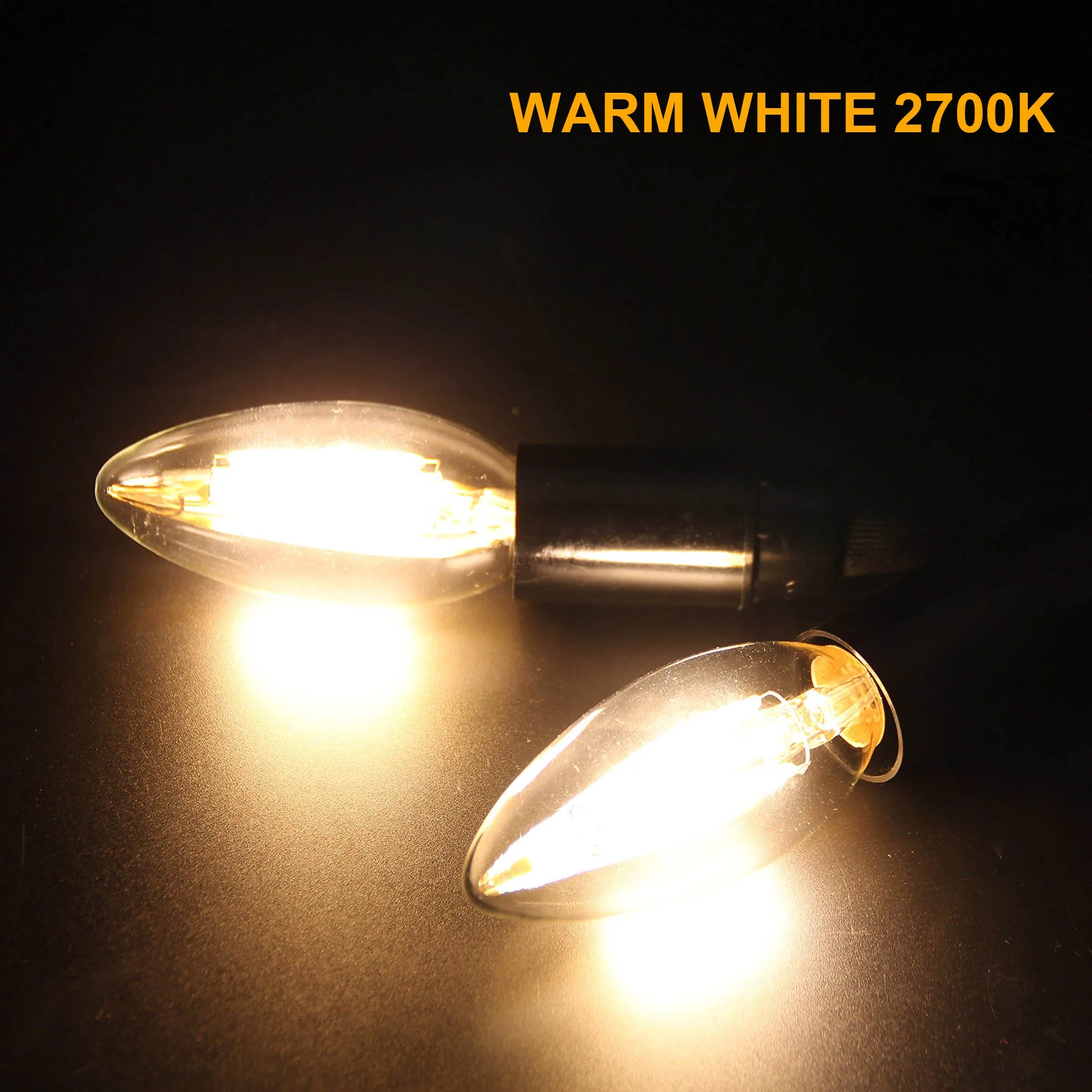 Ampoules LED à intensité variable, lustre blanc chaud, ventilateur de plafond, ampoule bougie, chaînes de 40 W, C35, 4W, E12, E14, ci-après Elabra, 2700K