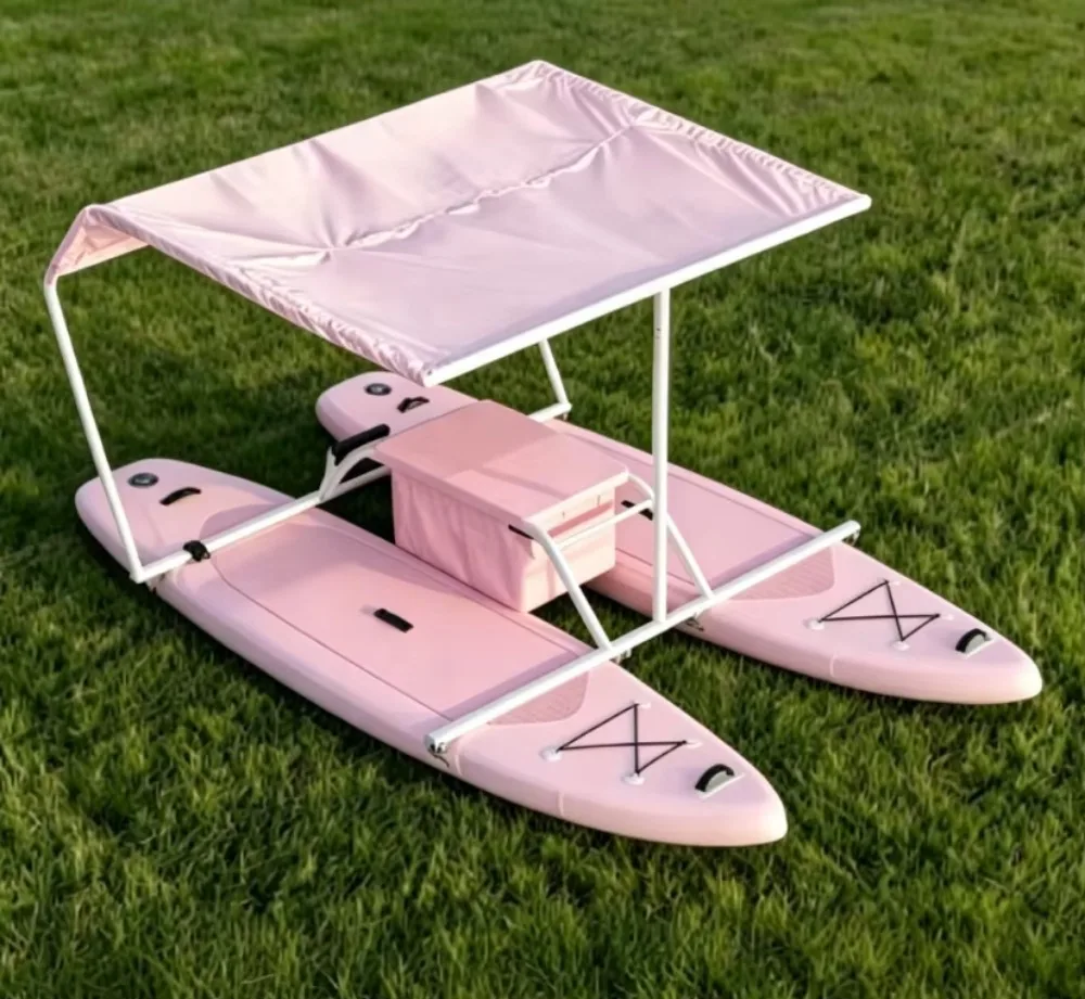 Hot Sale Color Customized Paddle Catamaran Inflatable Sup Boat with Sunshade Electric Motor Boat for Water Leisure