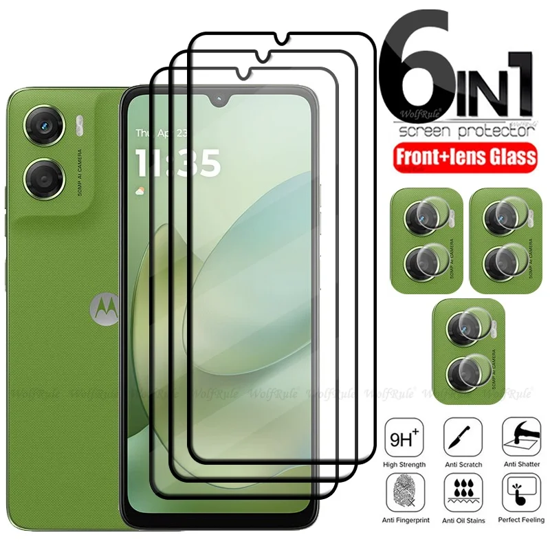 6-w-1 Szkło Hartowane do Motorola Moto G06, Pełne Pokrycie, Klej, Twardość 9H, Ochrona Ekranu i Szkło na…