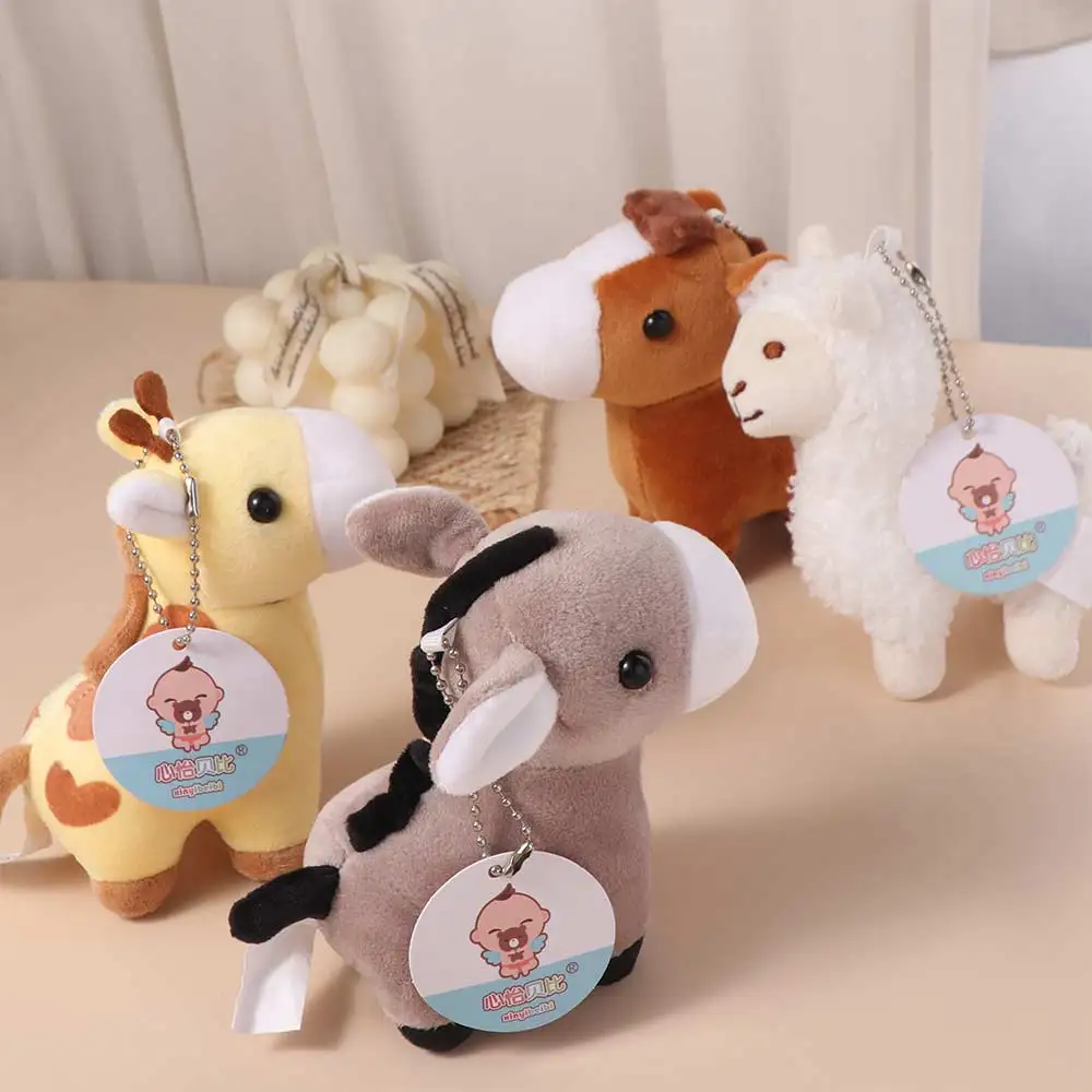 Stuffed Animal Horse Key Ring Cartoon Animal Hanging Decor Giraffe Pendant Horses Plush Cute Pony Donkey Small Doll