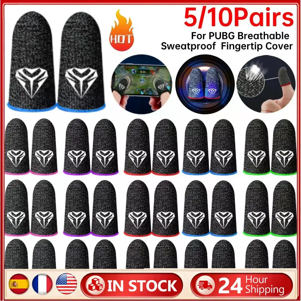 5/10Pairs Gaming Finger Sleeve Anti-slip Fingertip Abdeckung Atmungsaktiv Schweiß Fingerspitzen Daumen Handschuhe Für PUBG Mobile game