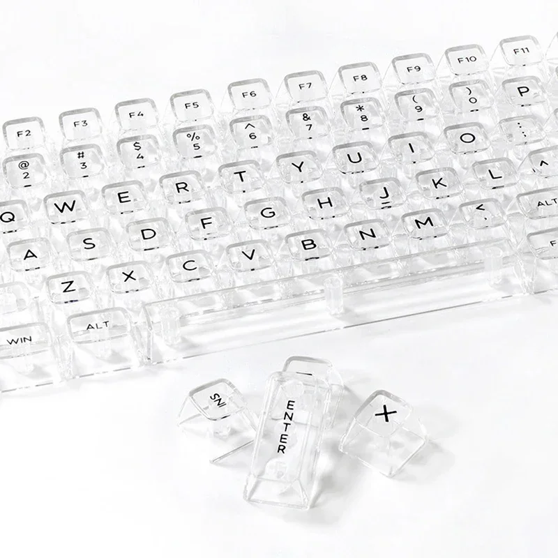 Crystal Fully Black and White Transparent Keycaps For MX Switch Mechanical Gaming Keyboard CBSA Profile Blank backlit Keycap DIY